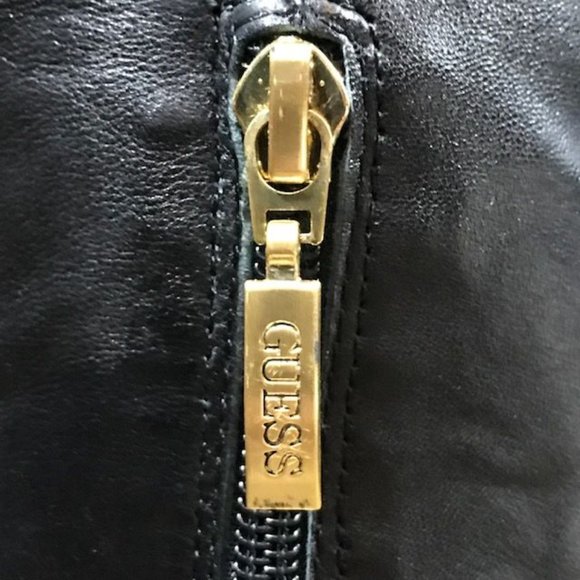 Guess Genuine Leather Leopard Faux Fur Knee High/Over the Knee Logo Ring Boot - Picture 13 of 16